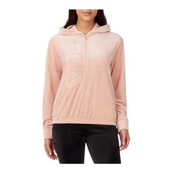 FILA-PINK VELOUR HOODIE-SIZE XXL - Picture 2 of 10